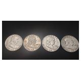 (4) Silver Franklin Half Dollar Coins (1951)