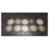 (10) Silver U.S. Barber Quarters