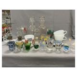 Cream Top Milk Bottles, Oil Lamps, Shot Glasses,