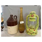 Handpainted Dietz Lantern, 2-Tne Stoneware Jug