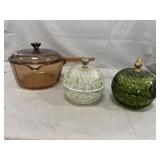 Indiana Glass Candy Dishes, Visions Saucepan