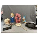 Chalkware Pig & Ceramic Banks, Vanity Mirror,