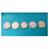 (5) Silver U.S Quarters