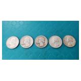 (5) Silver U.S Quarters