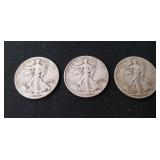 (3) Silver Walking Liberty Half Dollar Coins