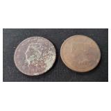 (2) U.S. Large One Cent Coins (1817 & 1889)