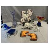 Italian Glass Decanter, Glass Animals, Chalkware