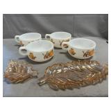 Glasbake Soup Mugs, Iridescent Glass Dishes