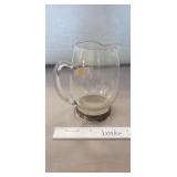 (1) Vintage Glass Pitcher w/ Sterling Silver