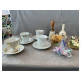 Art Glass Basket, Noritake Creamer, Cups/Saucers,