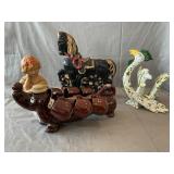 Mid-Century Dachshund Decanter Set, Chalkware