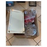 Box Lot With Vanity Tray, Clear Glass Assortment