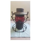 (1) Vintage Railroad Lantern w/ Red Glass Globe