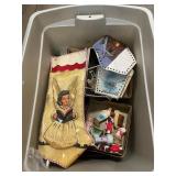 Vintage Christmas Stocking, Nativity Figures,