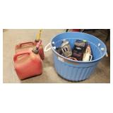 Plastic Utility Tub w/ (2) Plastic Gas Cans,