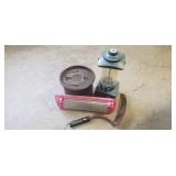 Box Lot Of Assorted Items Including Lantern, Bait