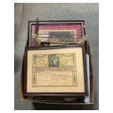 Box Lot With Wall Art, Vacuum Parts, Yarn &