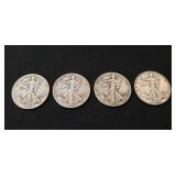 (4) Silver Walking Liberty Half Dollar Coins
