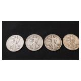 (4) Silver Walking Liberty Half Dollar Coins
