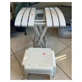 Small Plastic Folding Table & Stepstool