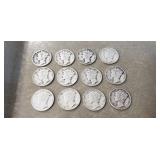 (12) Silver Mercury Dimes