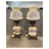 Pair Of Hurricane Style Electric Lamps