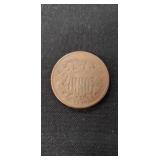 (1) 1864 U.S. Two Cent Coin