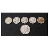 (5) Silver U.S. Quarters & (1) 1968-D Silver