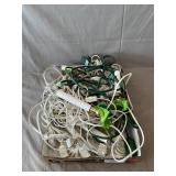 Tray Lot Of Extension Cords, Electric Candles