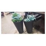 (2) Plastic Planters (23" High, 14" Diameter) w/