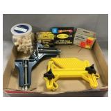 Lot With Corner Clamps, Featherboard, Staples,