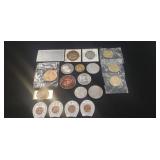 Tray Of Assorted Tokens, Medallions, "Lucky