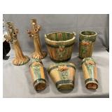 1920ï¿½s Weller Pottery Woodrose Planters & Wall