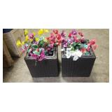 (2) Planters (11"ï¿½11"11") w/ Decorative Plastic