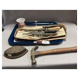 Vintage Carvers & Forks, Sad Iron, Hammer,