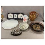 Lot With Signed Redware Pitcher, Worcester Bone