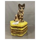 Ceramic Cat With Kitten Canister