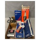 Assorted Spark Plugs, Pigtail, Thermostat