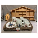 (6) Norman Rockwell Plates & Mugs, Shadowbox