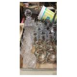 Tray Lot Of Assorted Glassware & (1) Decanter