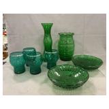 Lot Of Green Glassware
