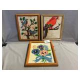 (3) Framed Needlepoint Pieces