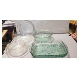 Assorted Glassware Including One Fire-King Pie