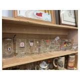 Shelf Lot Of Glass German Beer Steins