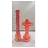 (1) Vintage Swung Glass Vase (11" Tall) & (1)