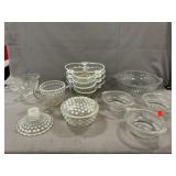 Opalescent Glass Pieces, Ribbed Glass Bowls,