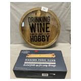 Wooden Pong Game, Wine Cork Collector Wall Hanger