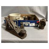 Lot With Antique Minerï¿½s Lamp, Plane, Insulator