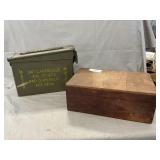 Metal Ammo Box With Nails, Wooden box With
