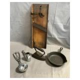 Slaw Board, Cast Iron Fry Pan (Unmarked), Sad